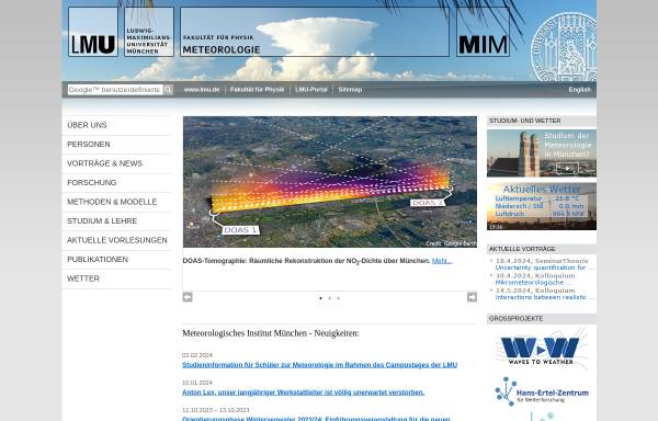 Vorschau von www.meteo.physik.uni-muenchen.de, Meteorologisches Institut an der Universität München