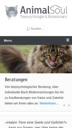 Vorschau der mobilen Webseite www.katzenprobleme.ch, Animalsoul - Praxis für Tierpsychologie