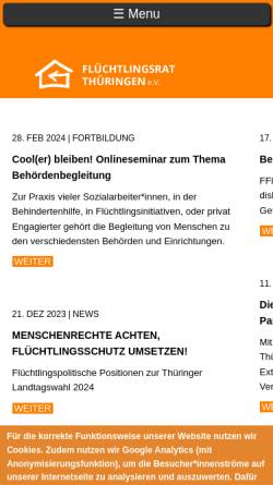 Vorschau der mobilen Webseite www.fluechtlingsrat-thr.de, Flüchtlingsrat Thüringen e.V.