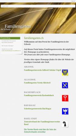 Vorschau der mobilen Webseite www.familiengarten.ch, Kleingartenverein Adliswil - Portal für Familiengartenvereine