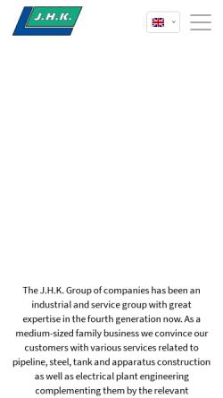 Vorschau der mobilen Webseite jhk.de, J. Heinr. Kramer Firmengruppe
