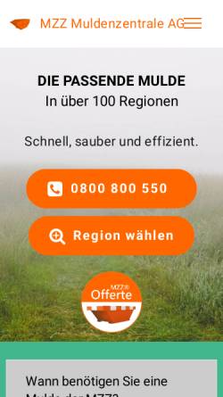 Vorschau der mobilen Webseite www.entsorger.ch, Entsorger- und Mulden-Verzeichnis