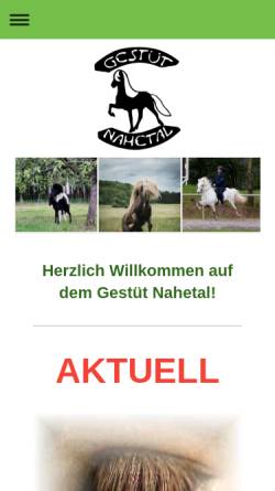 Vorschau der mobilen Webseite www.gestuet-nahetal.de, Gestüt Nahetal