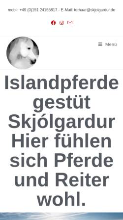 Vorschau der mobilen Webseite www.skjolgardur.de, Islandpferdegestüt Skjólgardur