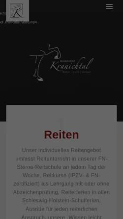 Vorschau der mobilen Webseite www.kranichtal.de, Islandpferdehof Kranichtal
