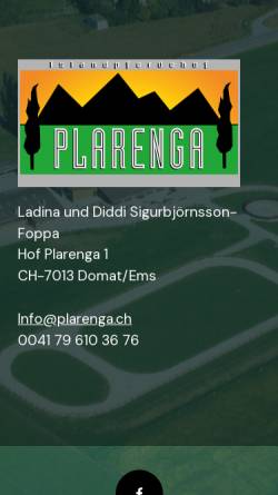 Vorschau der mobilen Webseite www.plarenga.ch, Islandpferdehof Plarenga