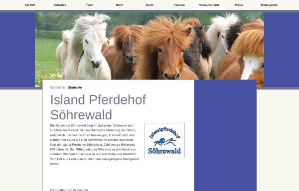 Vorschau von www.island-pferdehof.de, Islandpferdehof Söhrewald