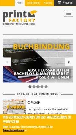 Vorschau der mobilen Webseite www.printmg.de, PrintFactory