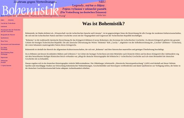 Vorschau von www.bohemistik.de, Bohemistik und Sudetistik