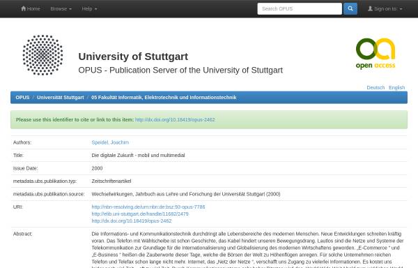 Vorschau von elib.uni-stuttgart.de, Die digitale Zukunft - mobil und multimedial