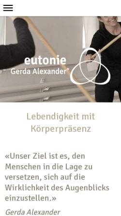 Vorschau der mobilen Webseite www.eutonie.ch, Schweizerischer Berufsverband für Eutonie Gerda Alexander