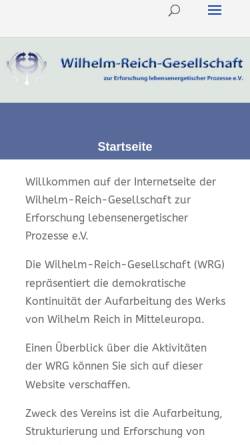Vorschau der mobilen Webseite www.wilhelm-reich-gesellschaft.de, Wilhelm-Reich-Gesellschaft
