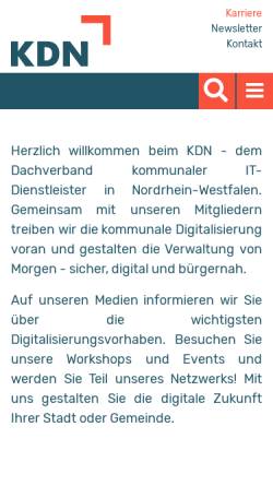 Vorschau der mobilen Webseite www.kdn.de, Kommunale Datenverarbeitung Nordrhein-Westfalen (KDN)