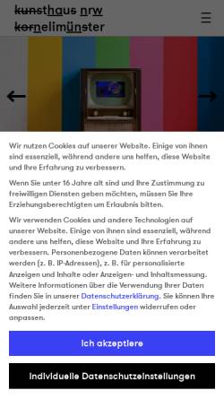 Vorschau der mobilen Webseite www.kunst-aus-nrw.nrw.de, Kunst aus Nordrhein-Westfalen