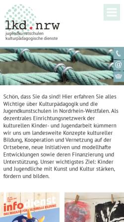 Vorschau der mobilen Webseite www.lkd-nrw.de, Landesarbeitsgemeinschaft kulturpädagogische Dienste (LKD) / Jugendkunstschulen NRW e.V.