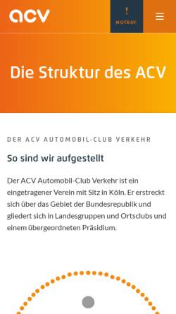Vorschau der mobilen Webseite www.acv-landesgruppe-west.de, ACV Automobilclub Verkehr Bundesrepublik Deutschland Landesgruppe West e.V.