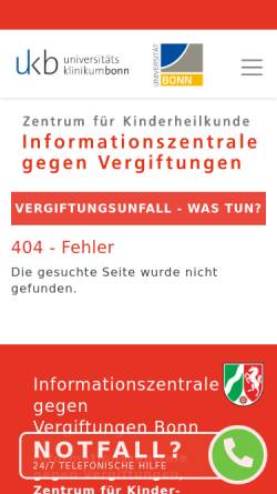 Vorschau der mobilen Webseite www.gizbonn.de, Informationszentrale gegen Vergiftungen des Landes Nordrhein-Westfalen