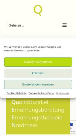 Vorschau der mobilen Webseite www.ernaehrungsberatung-queen.de, Queen - Qualitätsnetz Ernährung Nordrhein e.V.