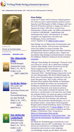 Vorschau der mobilen Webseite www.yinyang-verlag.de, Hans Bethge (1876-1946)