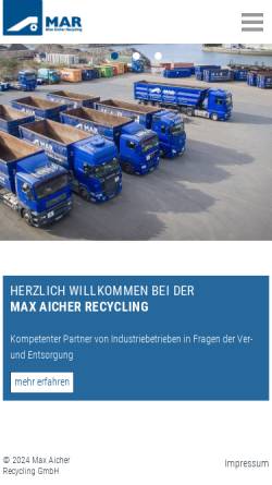 Vorschau der mobilen Webseite www.mar.de, Max Aicher Recycling GmbH