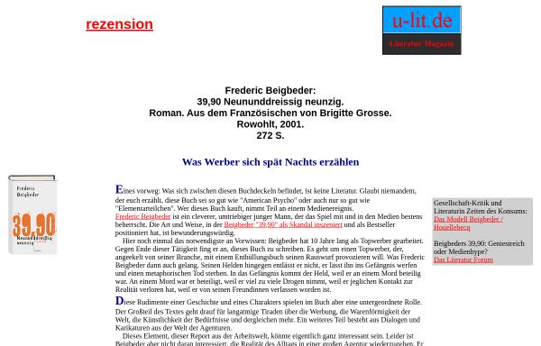 Vorschau von www.u-lit.de, Frédéric Beigbeder: Neununddreissig neunzig