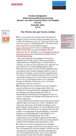 Vorschau der mobilen Webseite www.u-lit.de, Frédéric Beigbeder: Neununddreissig neunzig