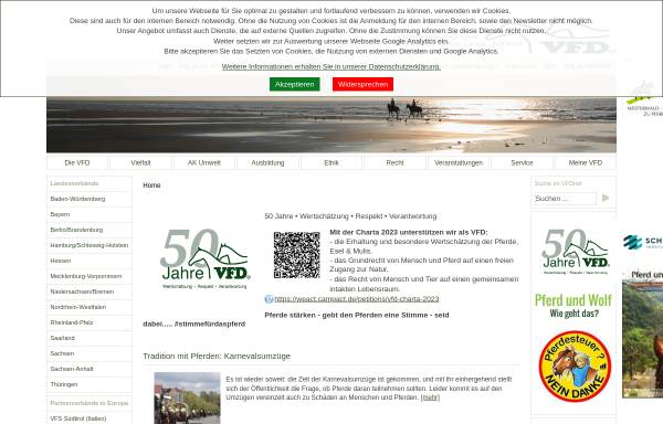 Vorschau von www.vfdnet.de, Vereinigung der Freizeitreiter und - fahrer in Deutschland (VFD)