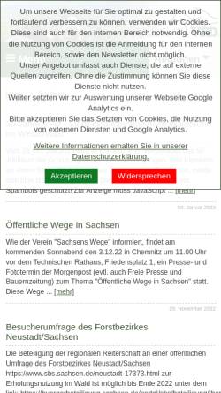 Vorschau der mobilen Webseite www.vfd-sachsen.de, Vereinigung der Freizeitreiter und -fahrer in Deutschland-Landesverband Sachsen