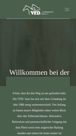 Vorschau der mobilen Webseite www.vfd-saar.de, VFD Vereinigung der Freizeitreiter und Fahrer in Deutschland e.V. Landesverband Saarland