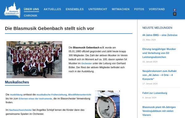 Vorschau von www.blasmusik-gebenbach.de, Blasmusik Gebenbach e.V.