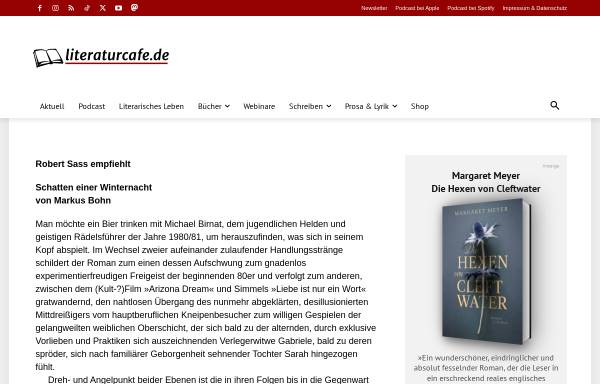 Vorschau von www.literaturcafe.de, Markus Bohn: Schatten einer Winternacht