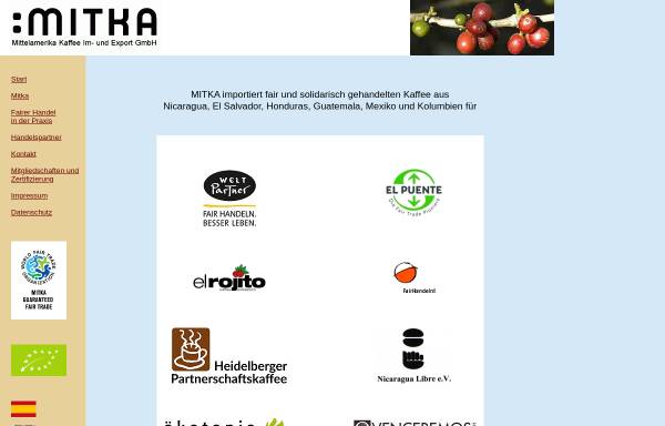 Vorschau von www.mitka.de, MITKA - Mittelamerika Kaffee Im- und Export GmbH