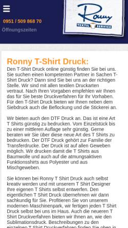 Vorschau der mobilen Webseite www.ronny.de, Ronnys Shirt Shop