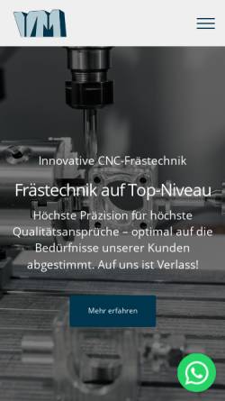 Vorschau der mobilen Webseite www.vm-cnc.de, Innovative CNC-Frästechnik, Inh. Volker Mühsam