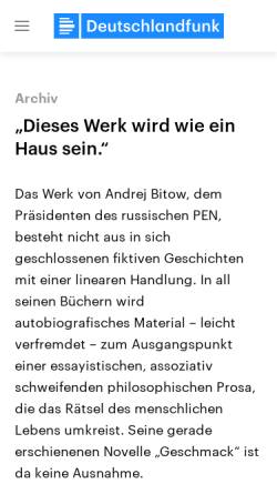 Vorschau der mobilen Webseite www.deutschlandfunk.de, Andrej Bitow: Geschmack
