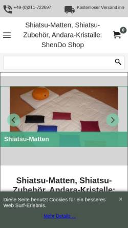 Vorschau der mobilen Webseite www.shendo-shop.de, SHENDO Shop für Shiatsu Bedarf Inh. Dieter Garnjost