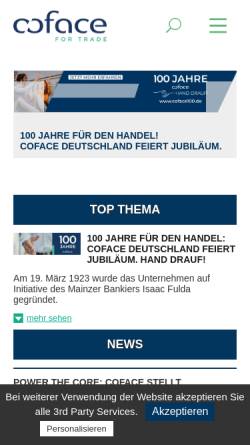 Vorschau der mobilen Webseite www.coface.de, Coface Holding Aktiengesellschaft