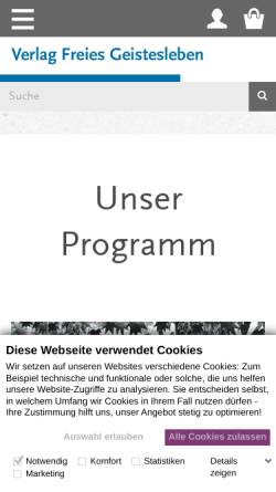Vorschau der mobilen Webseite www.geistesleben.de, Verlag Freies Geistesleben und Verlag Urachhaus
