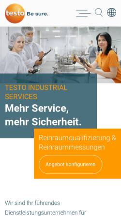 Vorschau der mobilen Webseite www.testotis.de, Testo industrial services GmbH