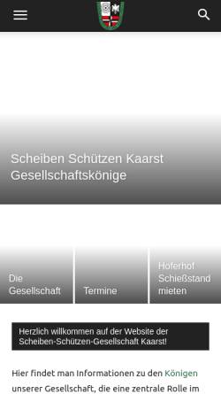Vorschau der mobilen Webseite ssg-kaarst.de, Scheiben Schützen Gesellschaft Kaarst 1962 e.V.