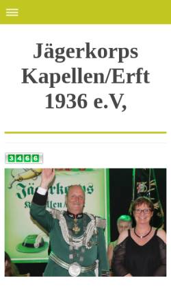 Vorschau der mobilen Webseite www.jaegerkorps-kapellen.de, Jägerkorps Kapellen