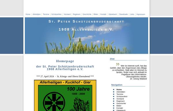 Vorschau von www.schuetzenbruderschaft-allerheiligen.de, St. Peter Schützenbruderschaft 1908 Allerheiligen e.V.