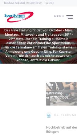 Vorschau der mobilen Webseite www.sportforum-kaarst.de, Radsportleistungszentrum Büttgen