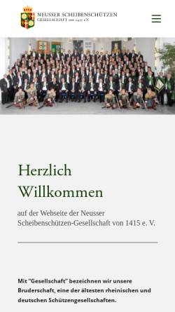 Vorschau der mobilen Webseite www.neusser-scheibenschuetzen.de, Neusser-Scheiben-Schützen-Gesellschaft von 1415 e.V.