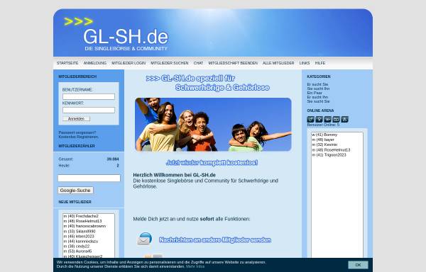 Vorschau von www.gl-sh.de, Flirtportal für Gehörlose