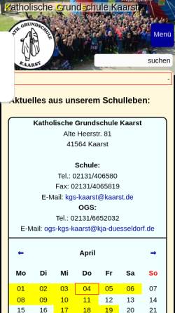 Vorschau der mobilen Webseite www.katholische-grundschule-kaarst.de, KGS-Kaarst