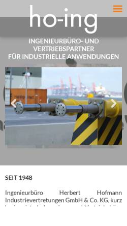 Vorschau der mobilen Webseite www.ho-ing.de, Hofmann, Herbert Ing.-Büro Industrievertretungen GmbH & Co.