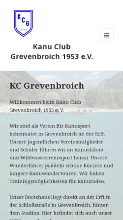 Vorschau der mobilen Webseite www.erftkanu.de, Kanu-Club Grevenbroich 1953 e.V.