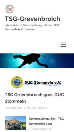 Vorschau der mobilen Webseite www.tsg-grevenbroich.de, Tauchsportgemeinschaft Grevenbroich e.V. (TSG)