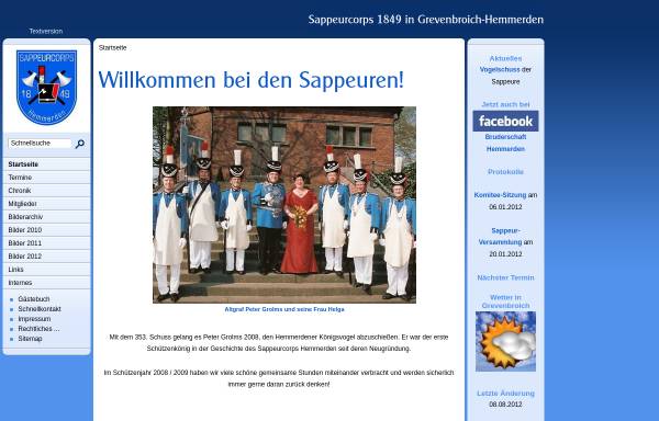 Vorschau von www.sappeure-hemmerden.de, Sappeurcorps 1849 Hemmerden